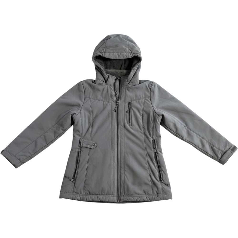 ZeroXposur Gray Softshell Hooded Jacket‎ Sherpa Fleece Lined XL